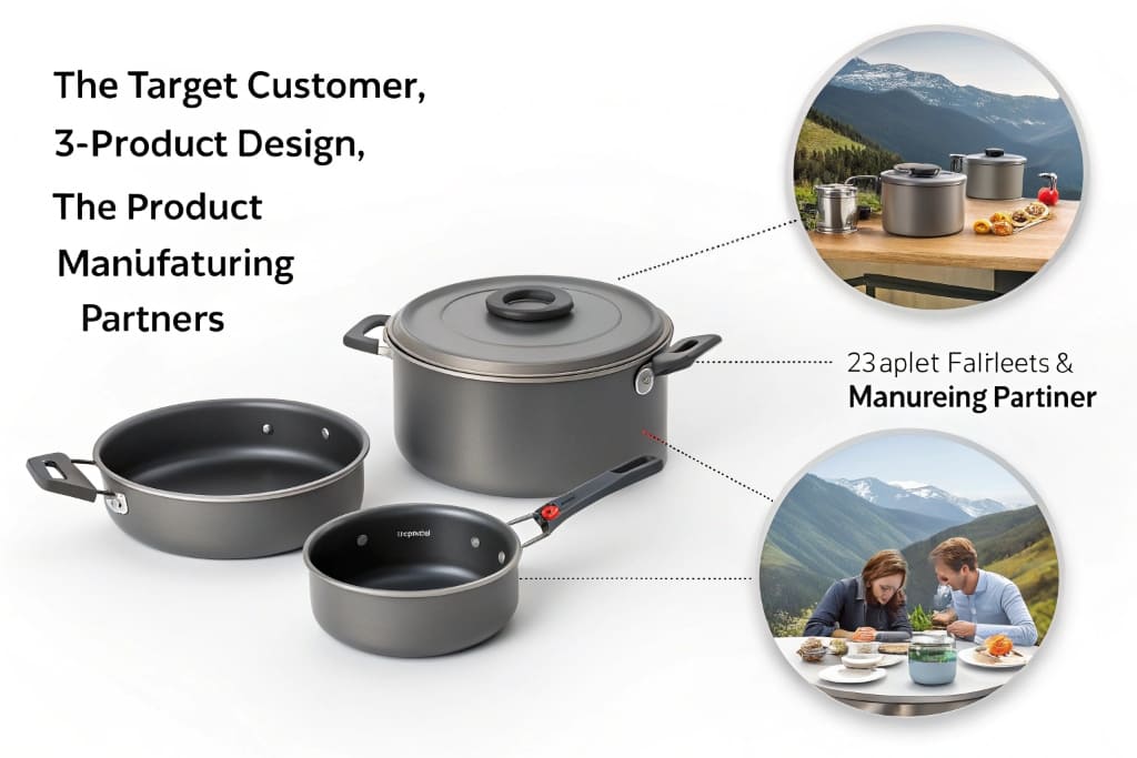 A collection of different titanium cookware pieces