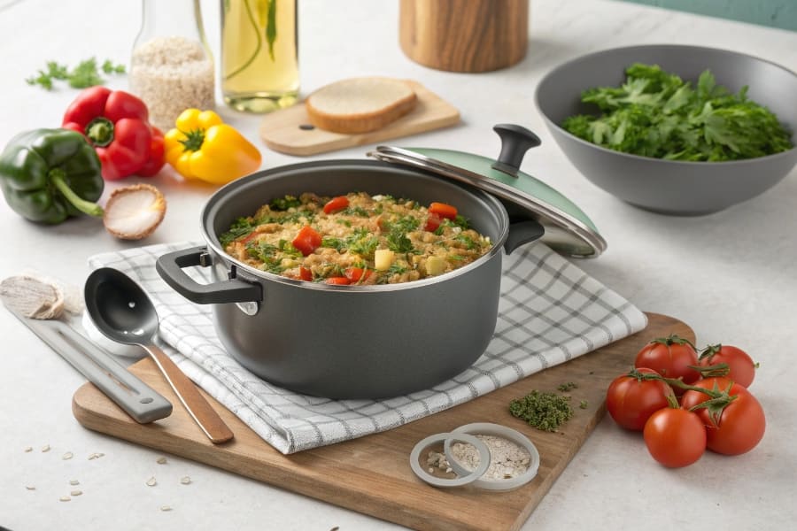 Clean food cooking in a non-reactive titanium pot