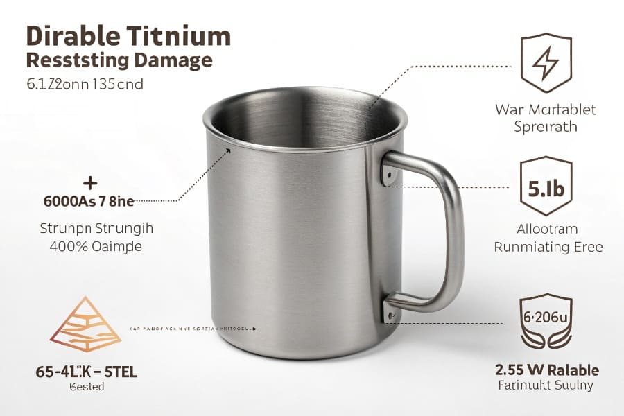 Durable titanium mug resisting damage