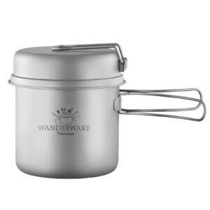 Outdoor Titanium Frying Pan & Pot with Lid Folding Handle