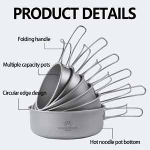 Set of 3/6 titanium bowls and dishes with folding handles