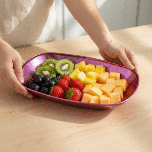 Pure Titanium Fish Platter - Durable, Non-Toxic, & Easy Clean Oval Serving Dish for Seafood, Appetizers, & More (Vibrant Iridescent Colors)