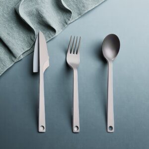 3pcs Portable Pure Titanium Cutlery Set - Reusable Travel Utensils for On-The-Go Meals